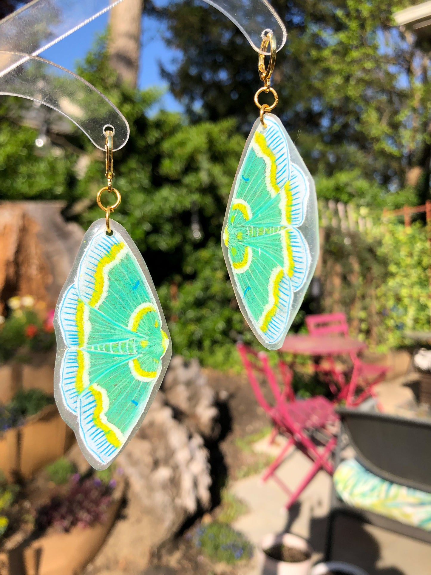 Blue and Yellow Moth Earrings