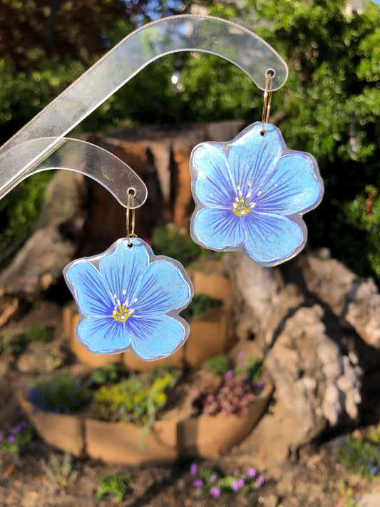 Blue Flax Flower Earrings