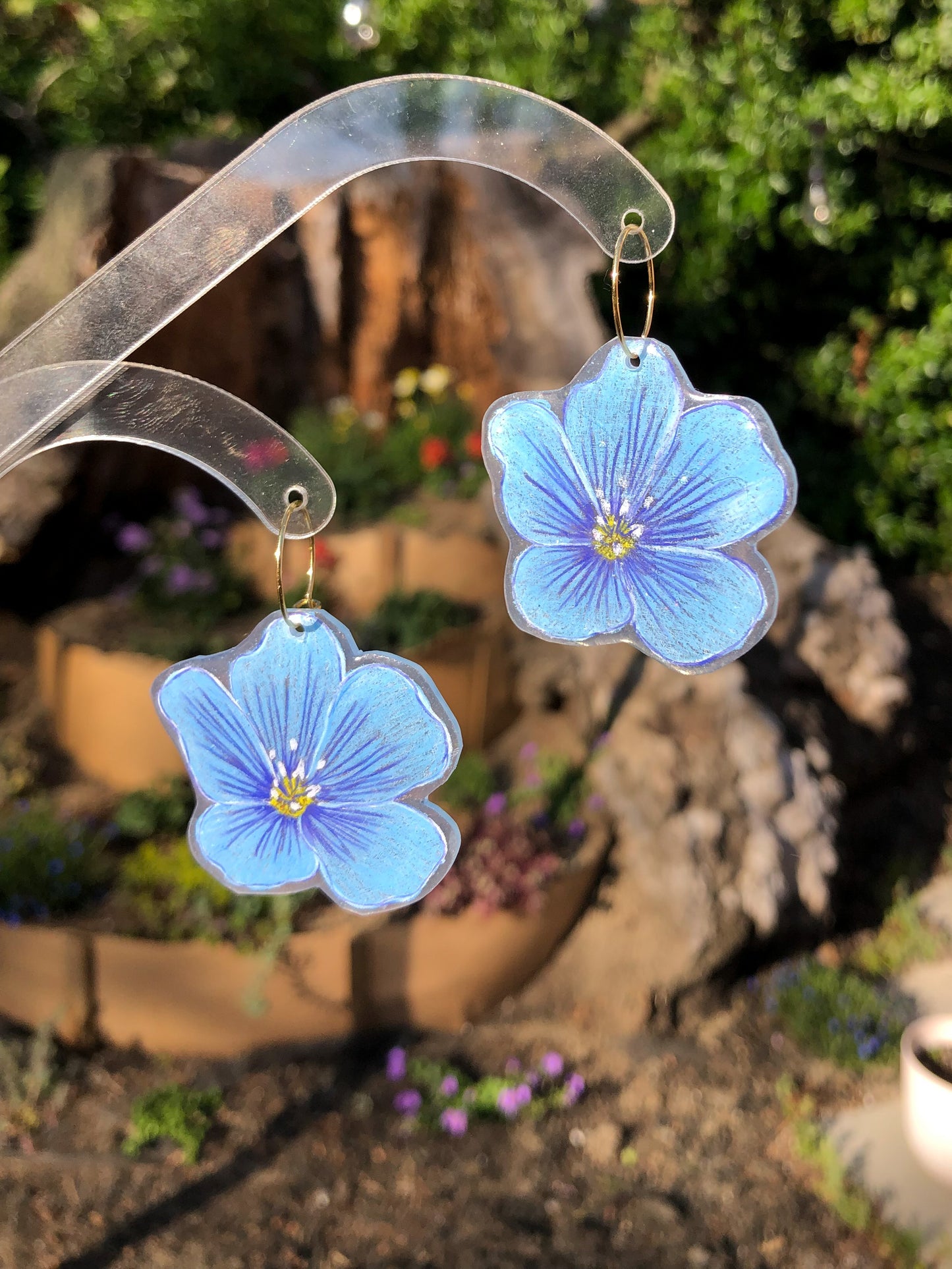 Blue Flax Flower Earrings