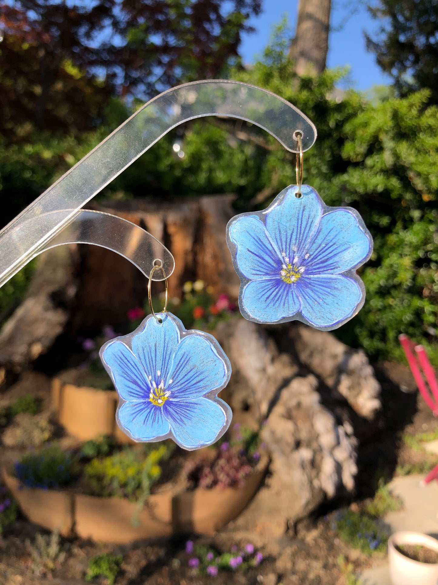 Blue Flax Flower Earrings