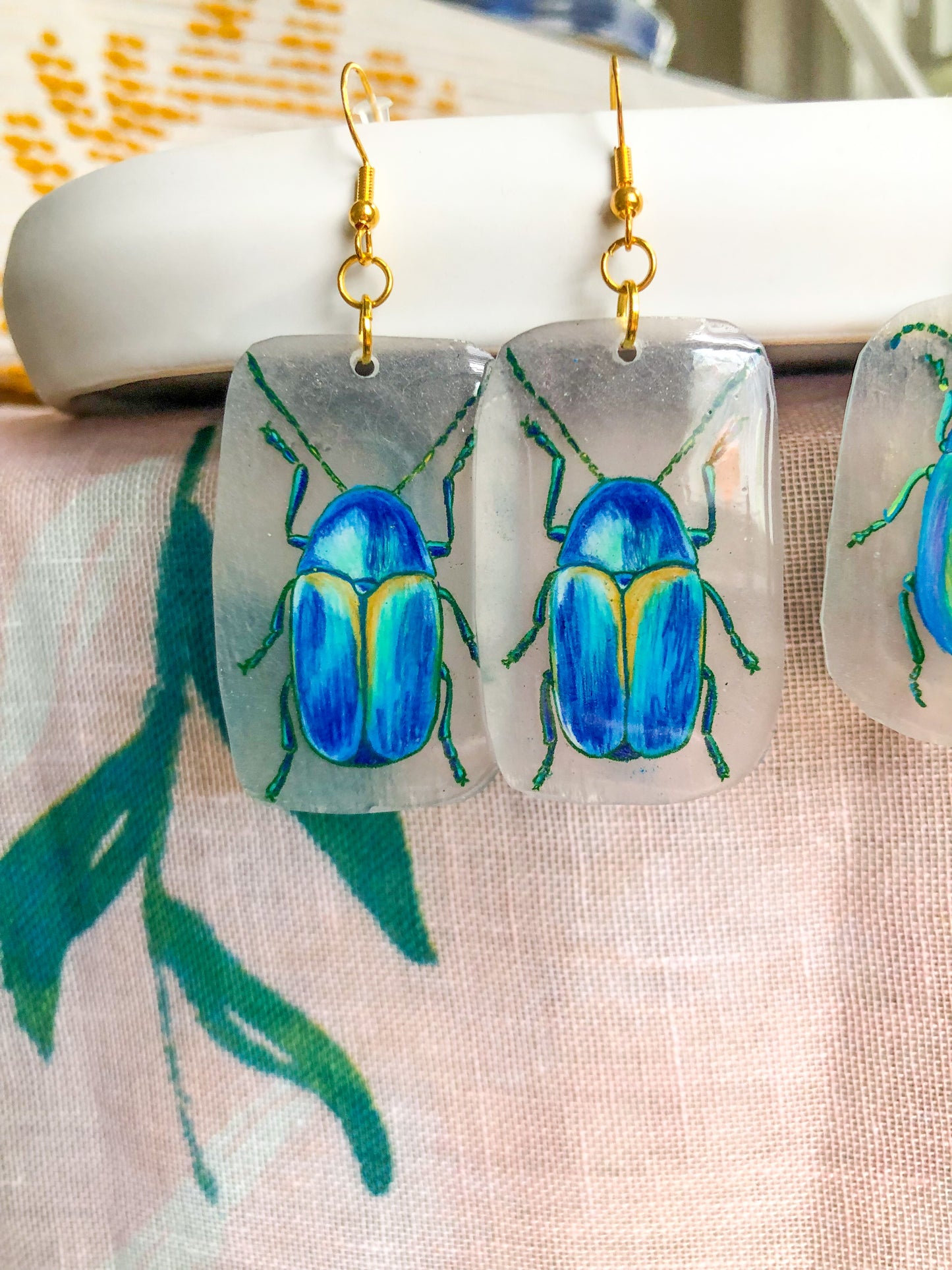 Blue Beetle Earrings