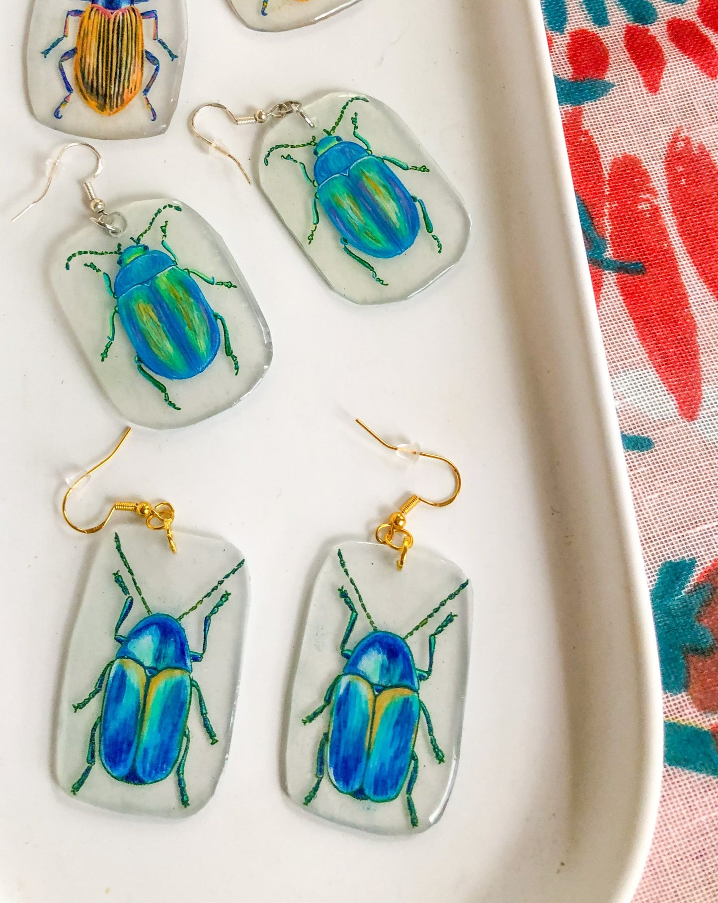 Blue Beetle Earrings