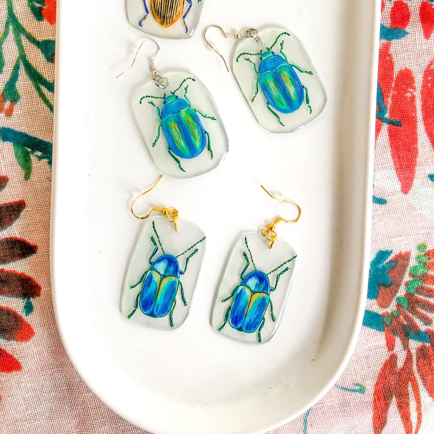 Blue Beetle Earrings