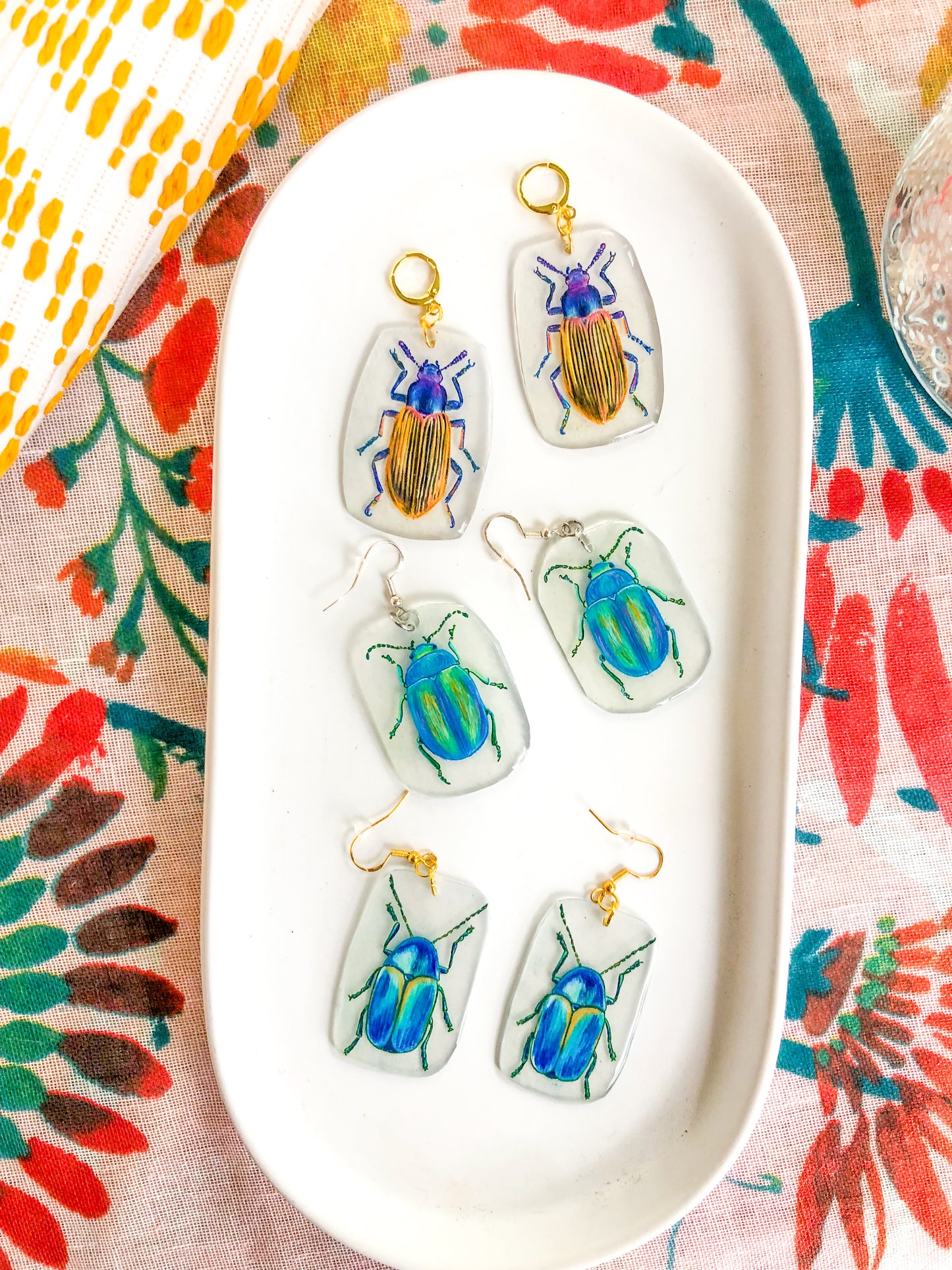 Blue-Green Beetle Earrings