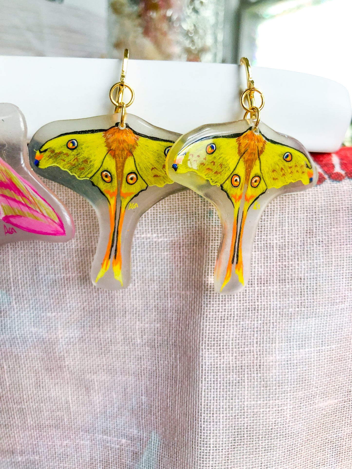 Yellow Moth Earrings