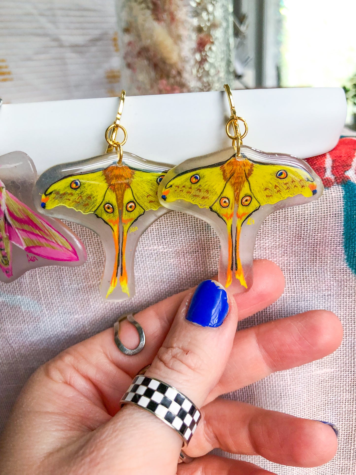 Yellow Moth Earrings