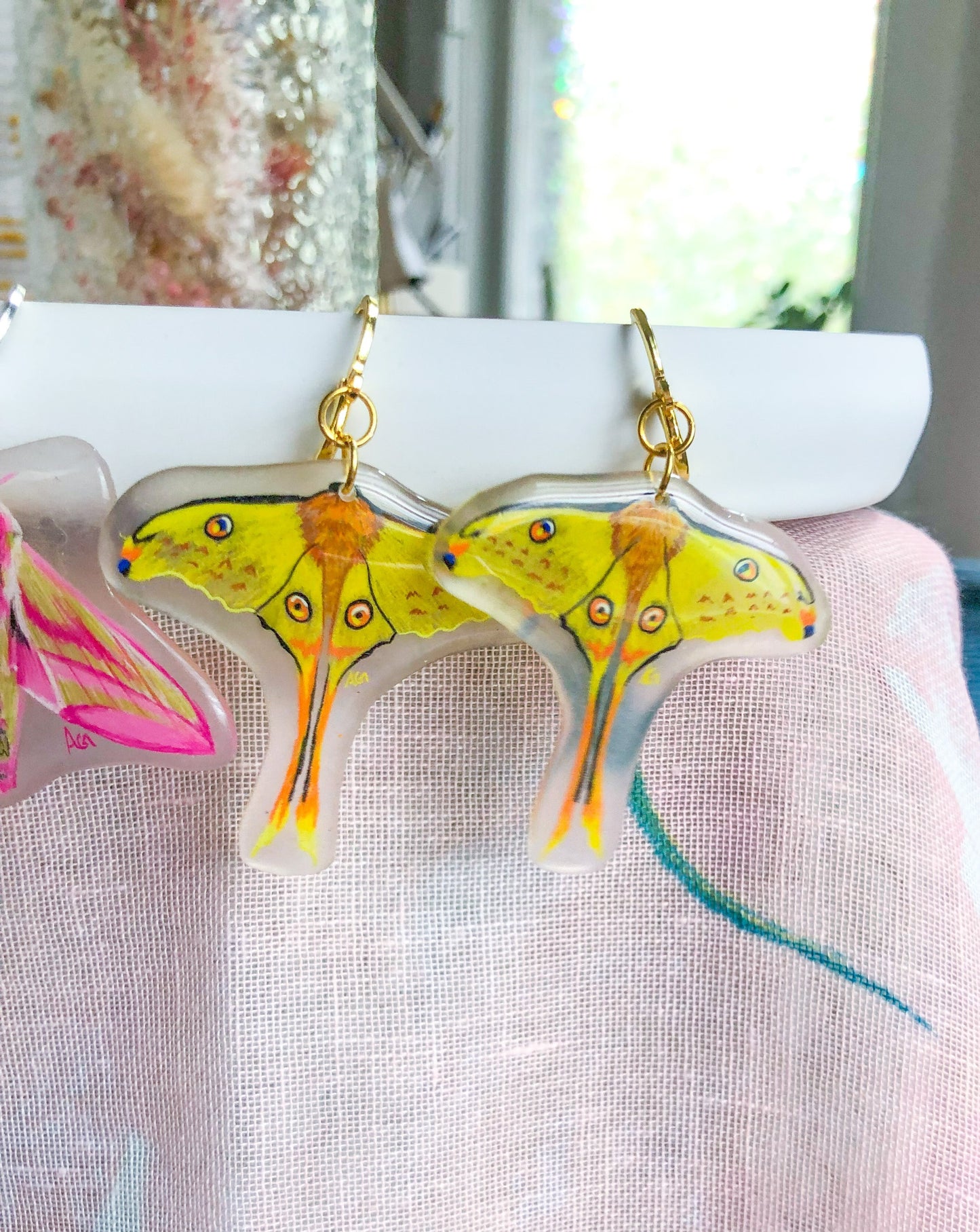 Yellow Moth Earrings