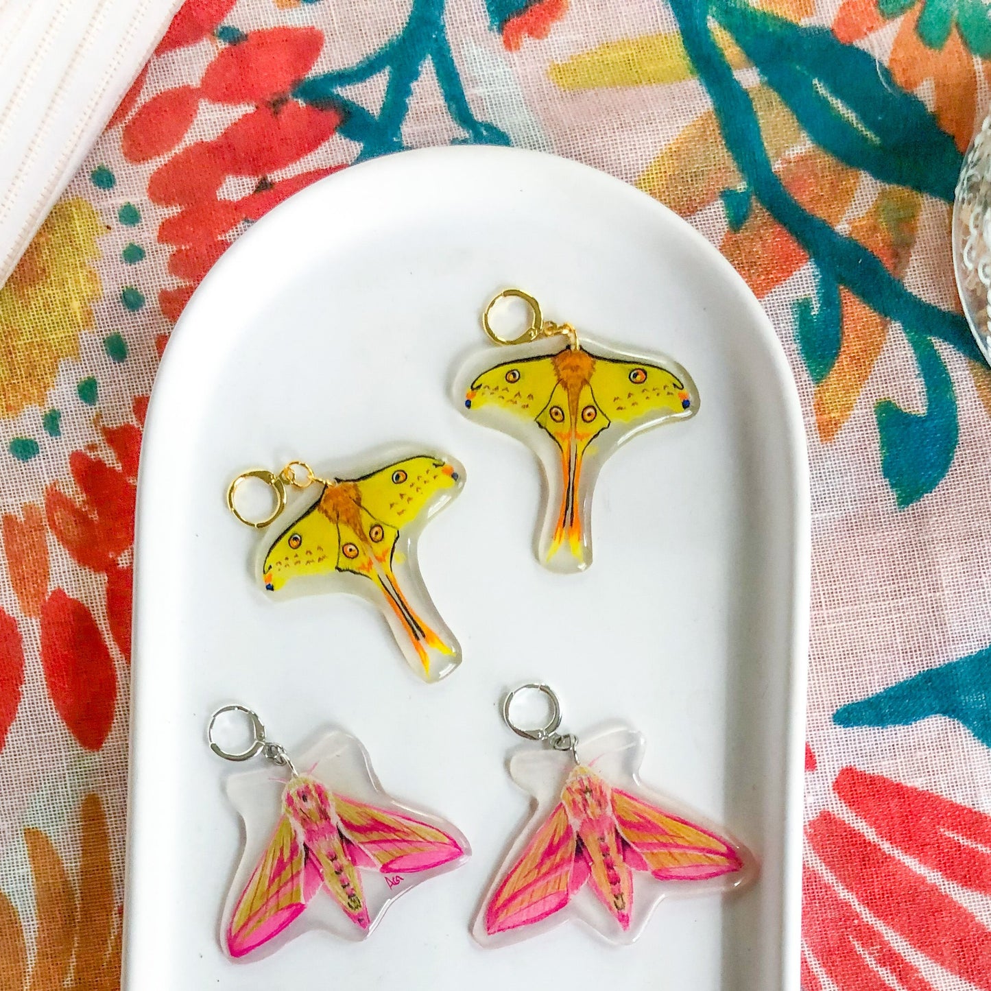 Yellow Moth Earrings