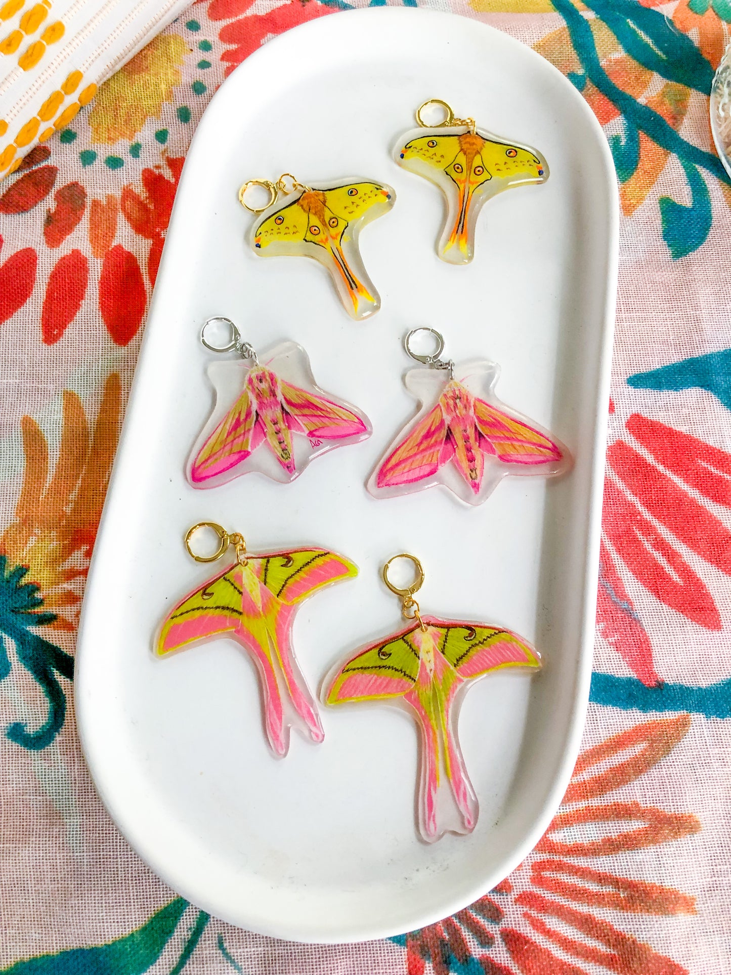 Yellow Moth Earrings