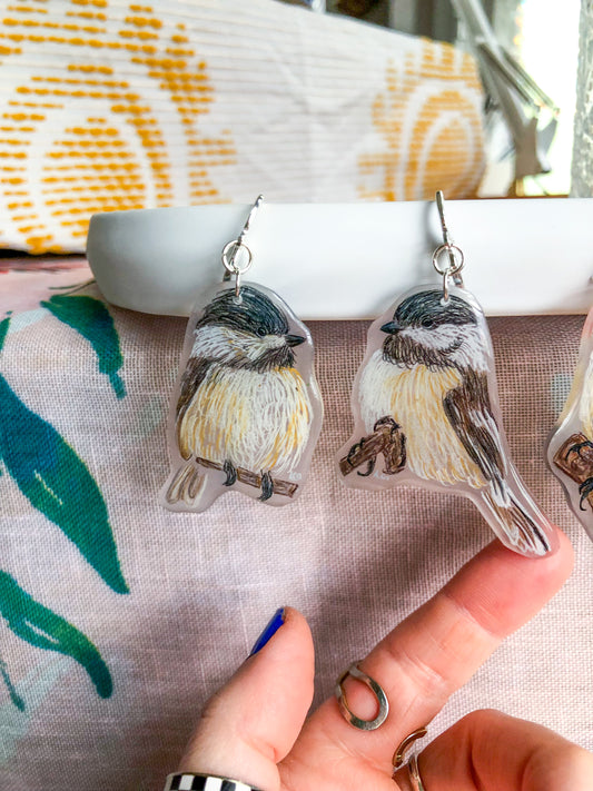 Black Capped Chickadee Earrings