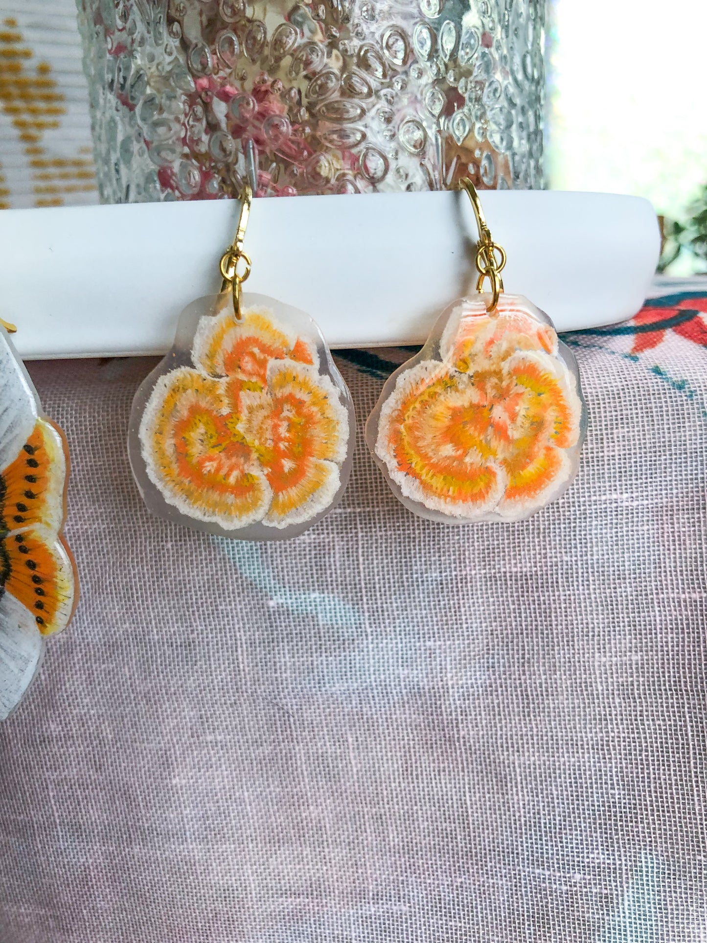 Orange Mushroom Earrings