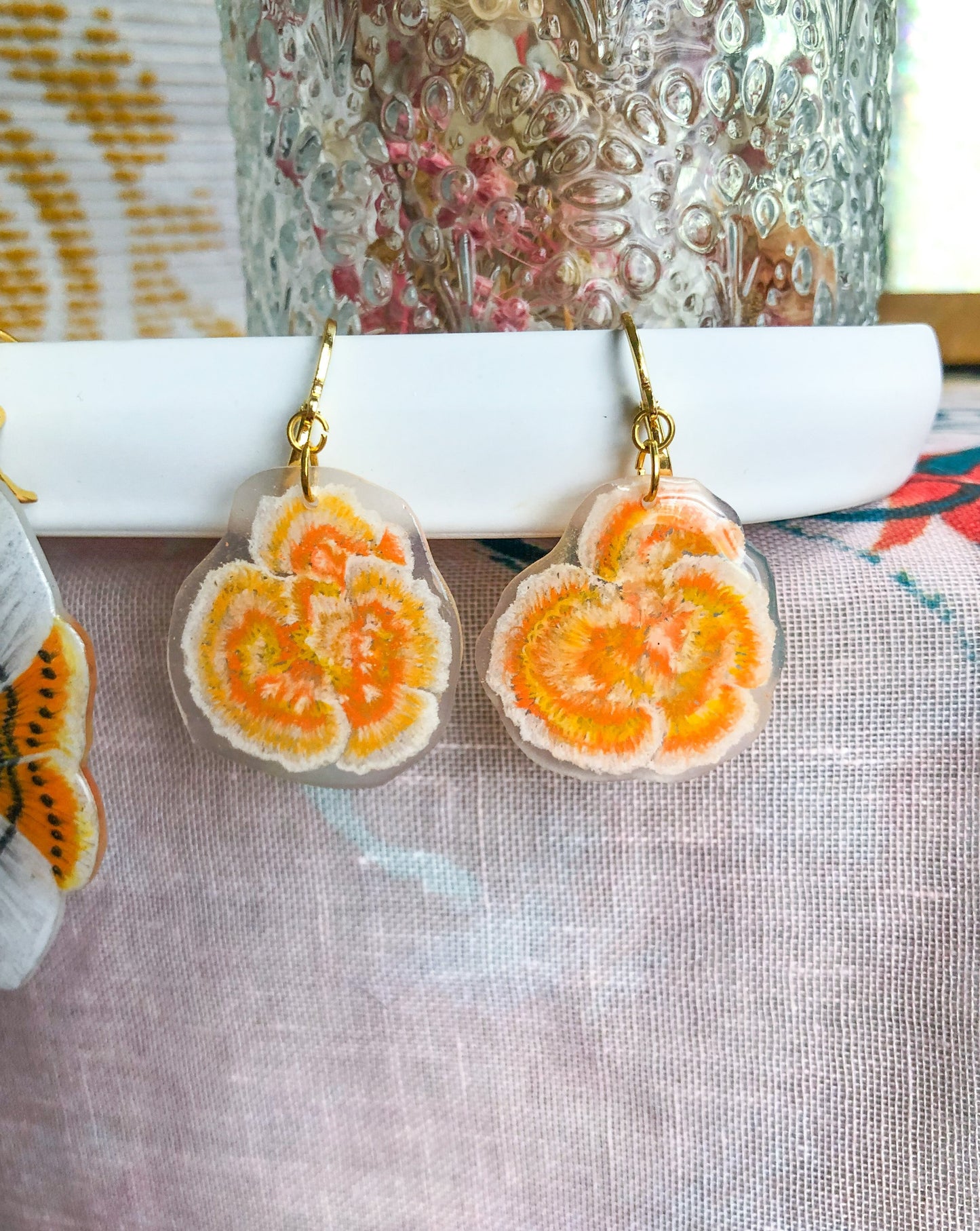 Orange Mushroom Earrings