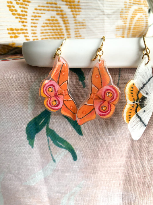 Orange Moth Earrings