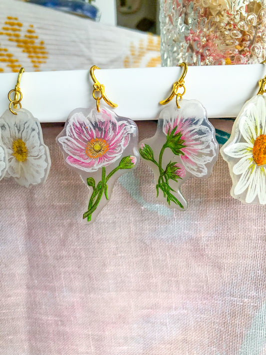 Pink Anemone Earrings