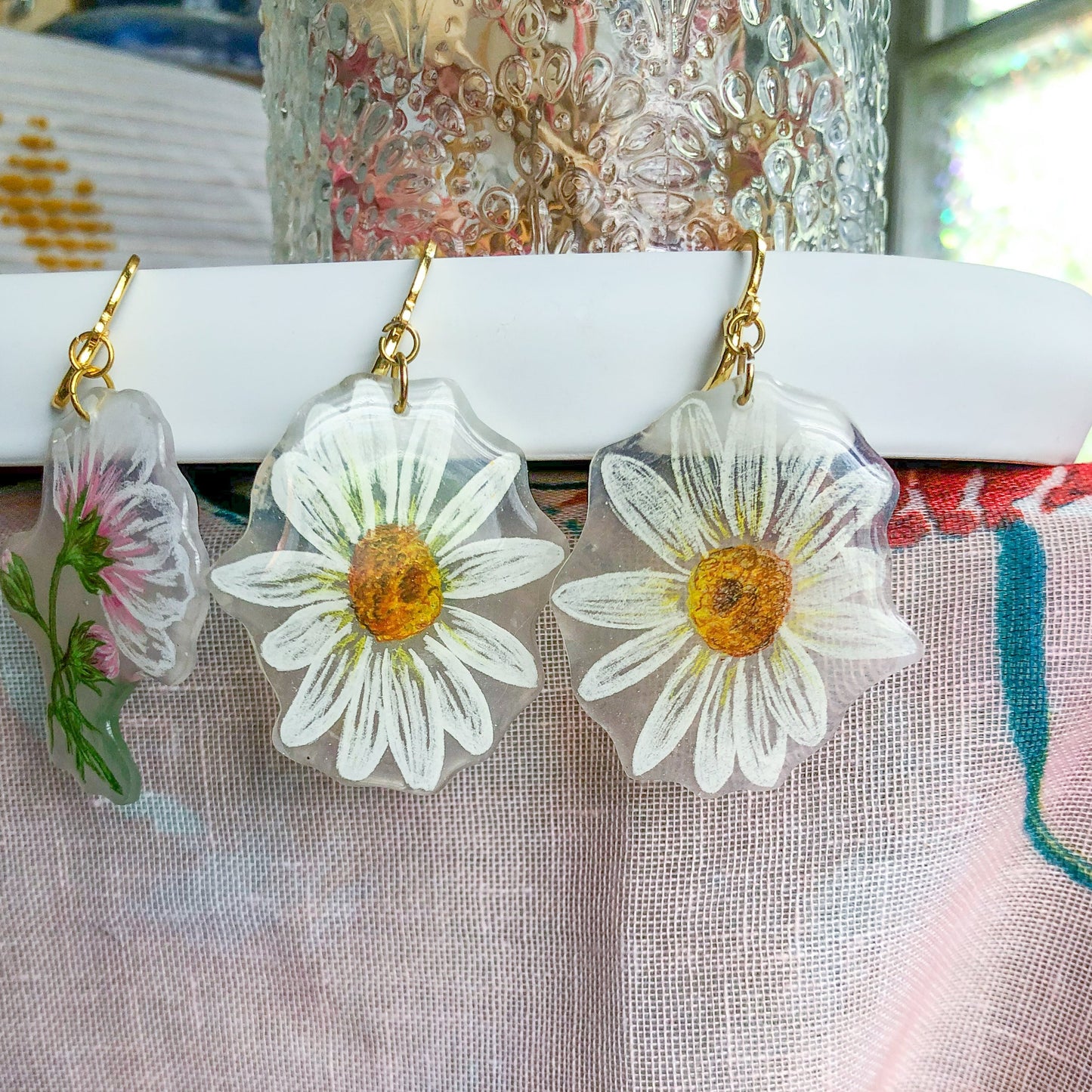 White Daisy Earrings