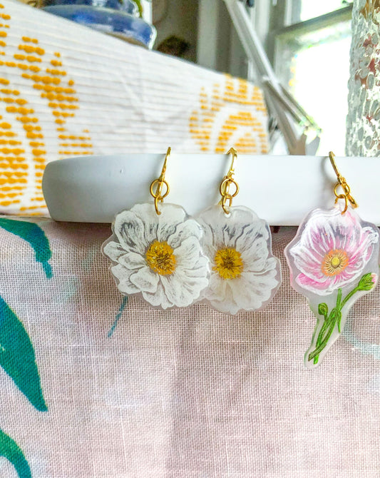 White Flower Earrings