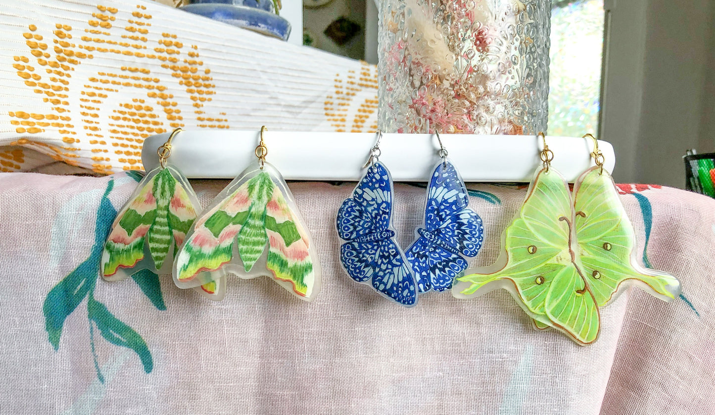 Large Luna Moth Earrings