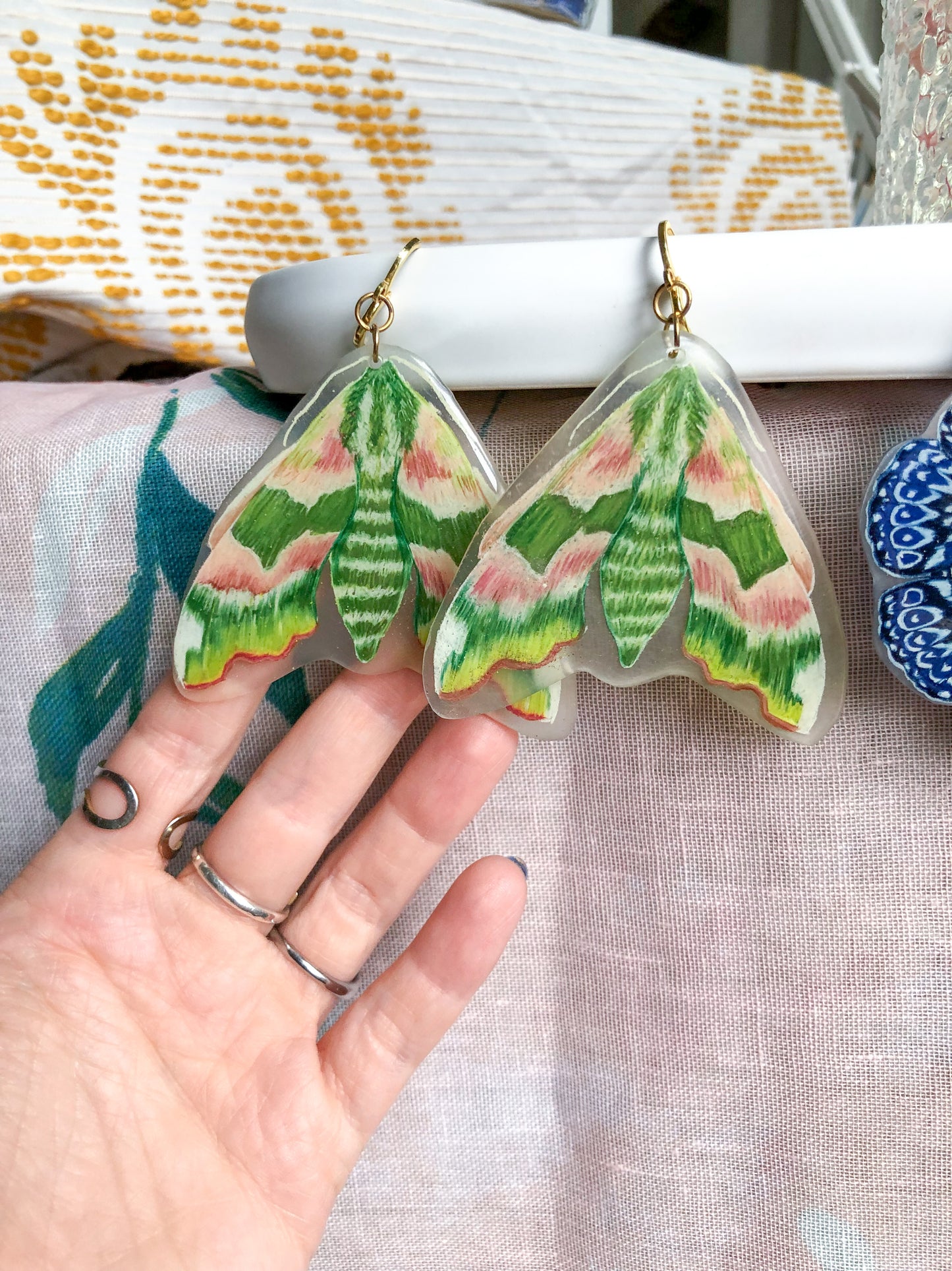 Large Lime Hawk Moth Earrings