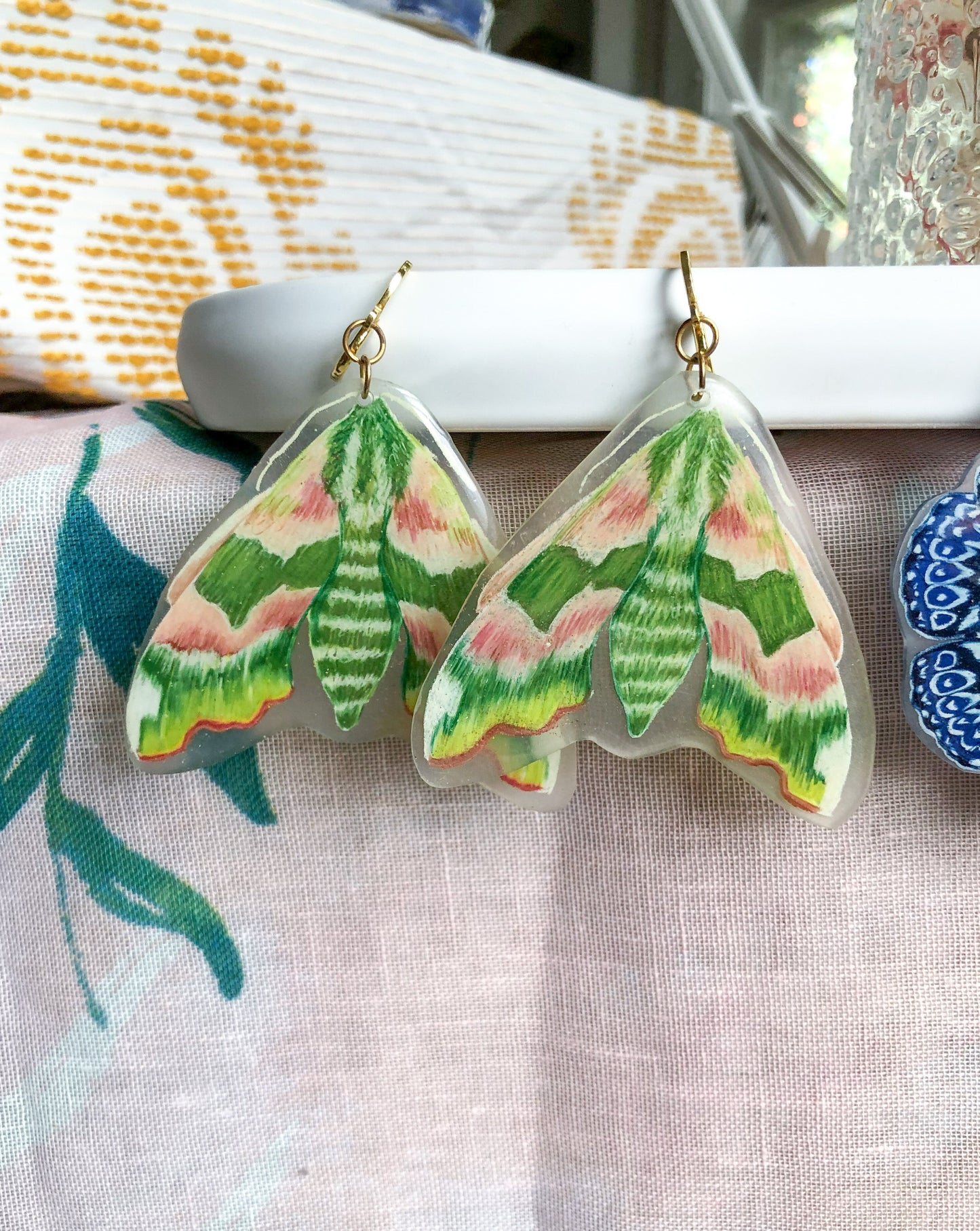 Large Lime Hawk Moth Earrings