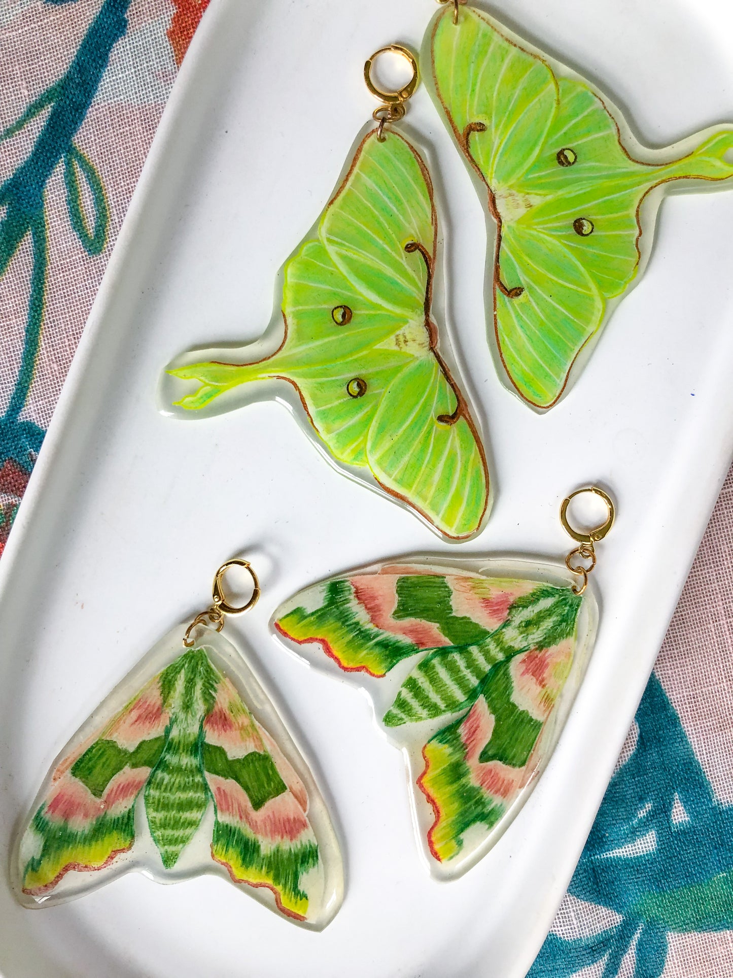 Large Lime Hawk Moth Earrings